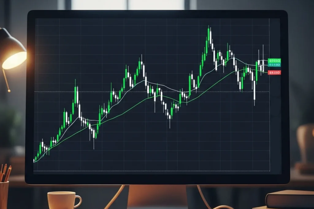 Line chart on a screen showing an NFL betting line moving from opening to closing price before kickoff