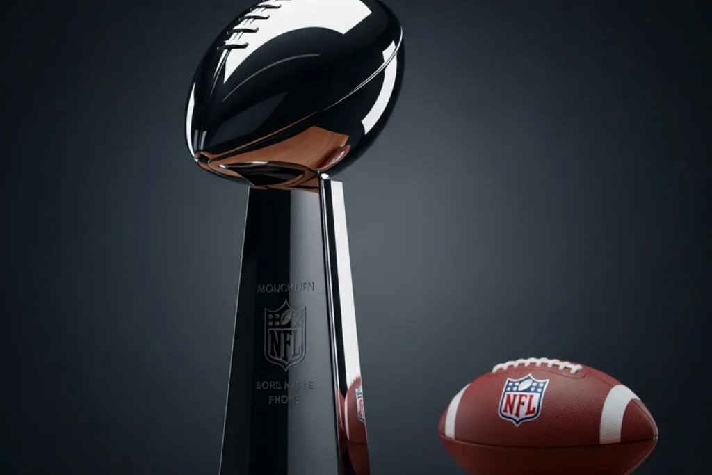 AFC and NFC conference championship trophy with futures betting odds displayed for top contenders