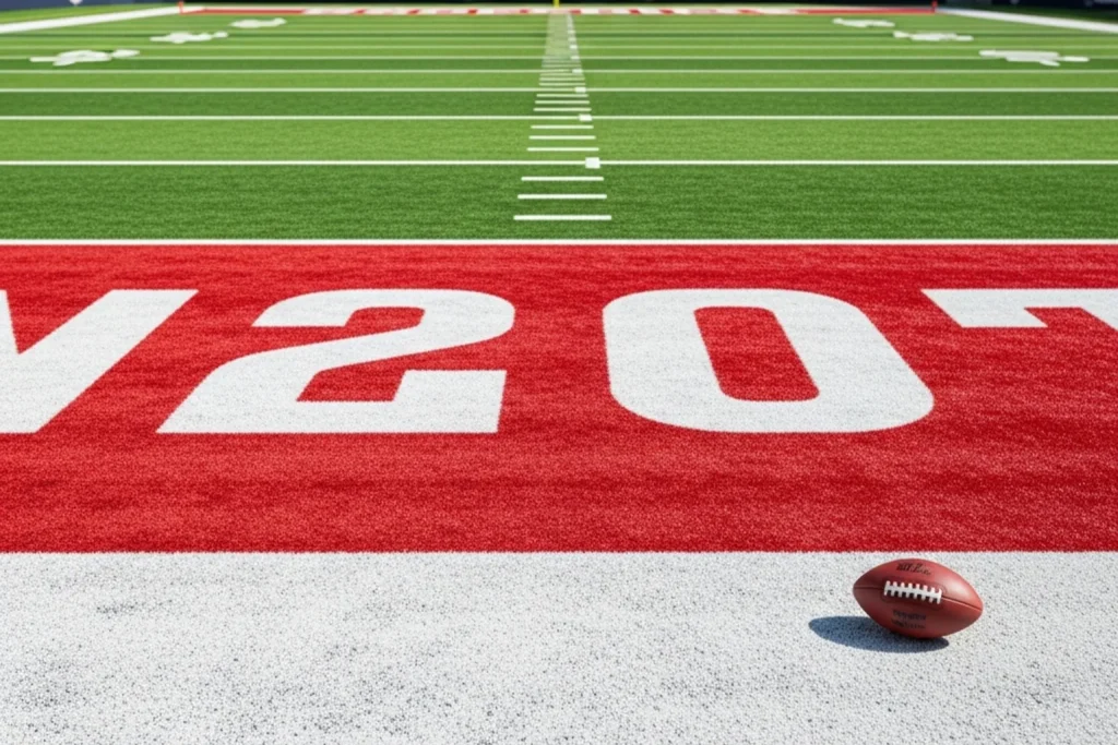 NFL field diagram highlighting the red zone area inside the 20-yard line with scoring probability data